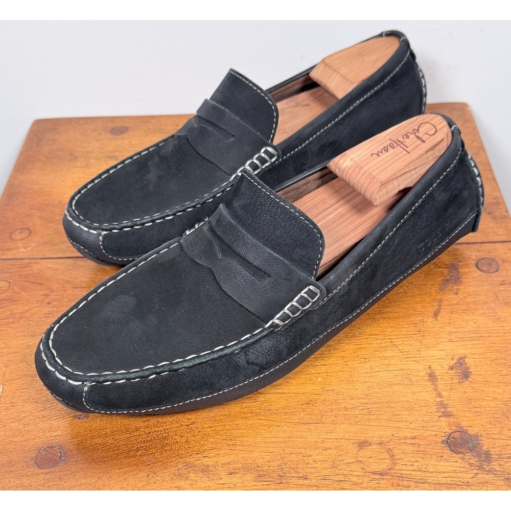 Cole Haan Wyatt Penny Driver Loafer Mens 8M Black Suede Leather Preppy